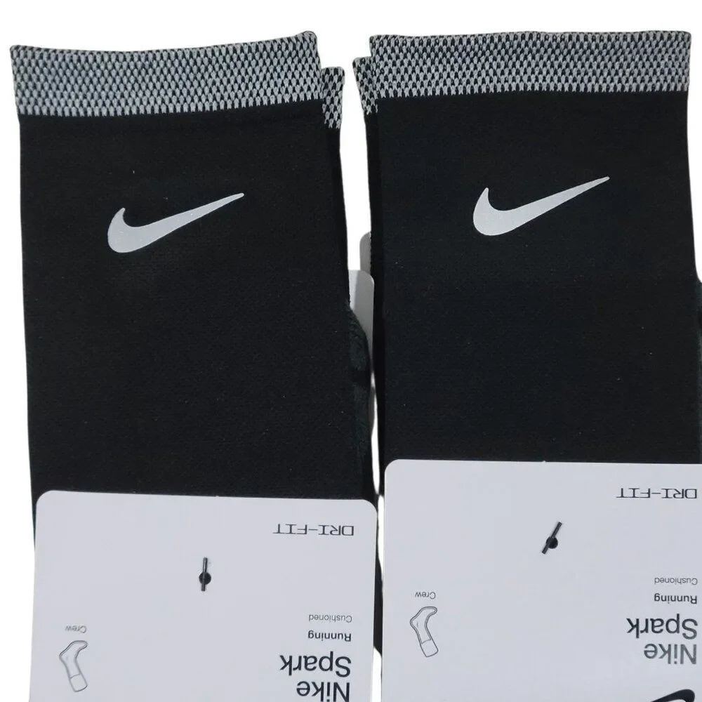 Nike Spark Cushioned Running Crew Socks Women‎ 7.5-9 Men 6-7.5 Reflective 2 Pair